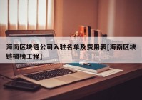 海南区块链公司入驻名单及费用表[海南区块链揭榜工程]